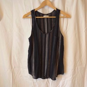 Aritzia Community Cotton/Linen striped tank black